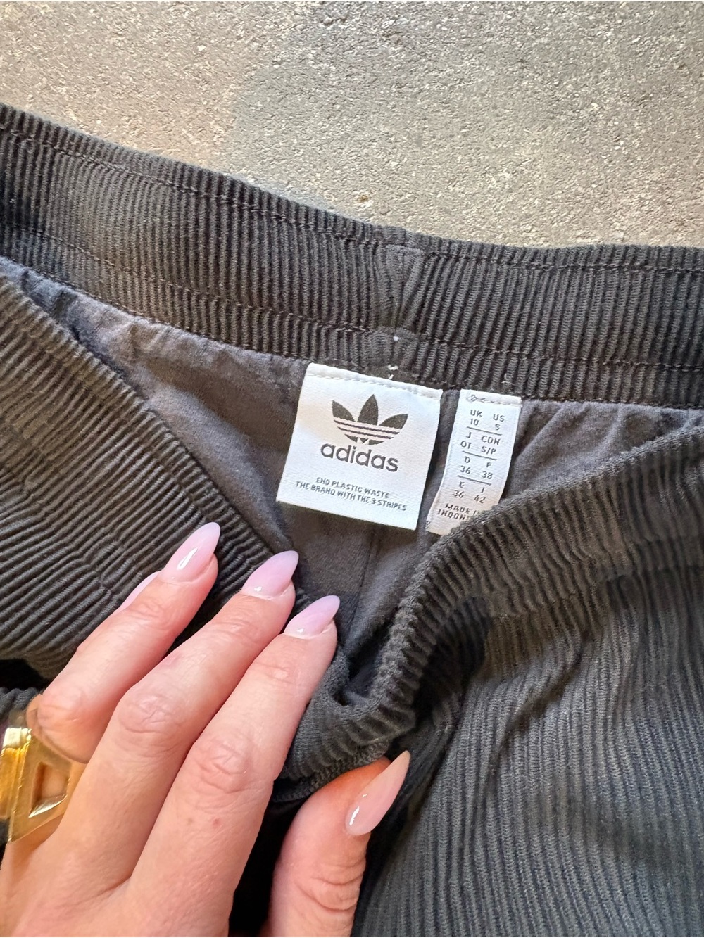 adidas Black Ribbed Drawstring Pants - Picture 2 of 3